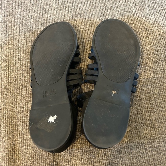 Eileen Fisher Rato Black Tumbled Nubuck Womens Fisherman Strappy Sandals Size 7 - Picture 3 of 7